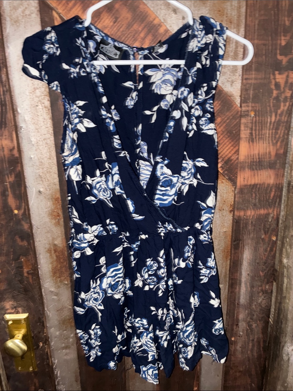 Angie Navy and White Floral romper